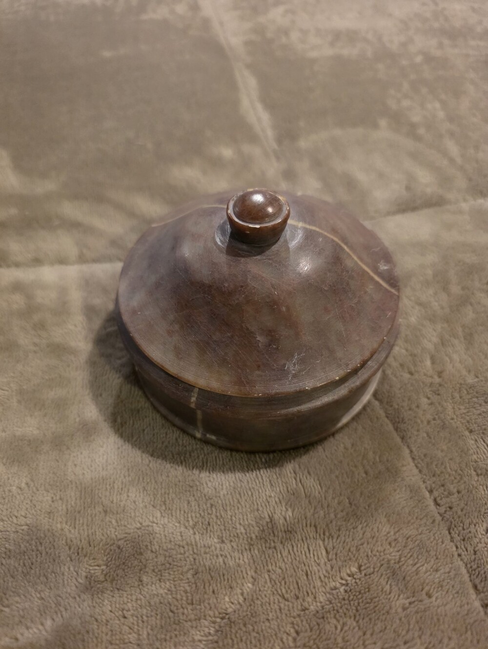 Handcrafted Brown Wooden Lidded Box - Decorative Home Accent